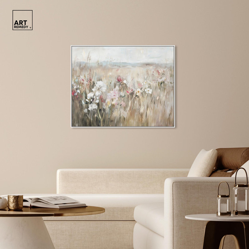 Toile à fleurs Art Remedy, Hazy Hues II, H 37 po x l 46 po, Cadre flottant blanc