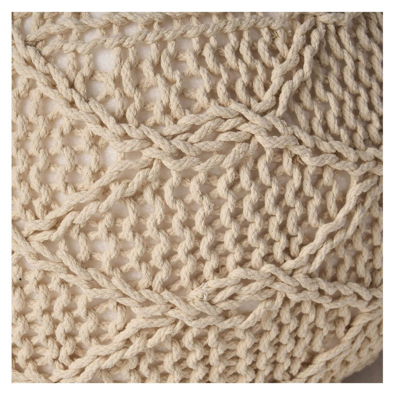  Pouf Malibu en laine tricotée 20x20, Beige