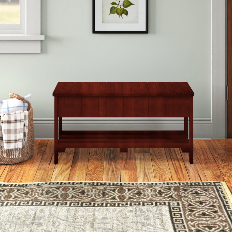 Carlia Solid Wood Storage Bench, Cherry