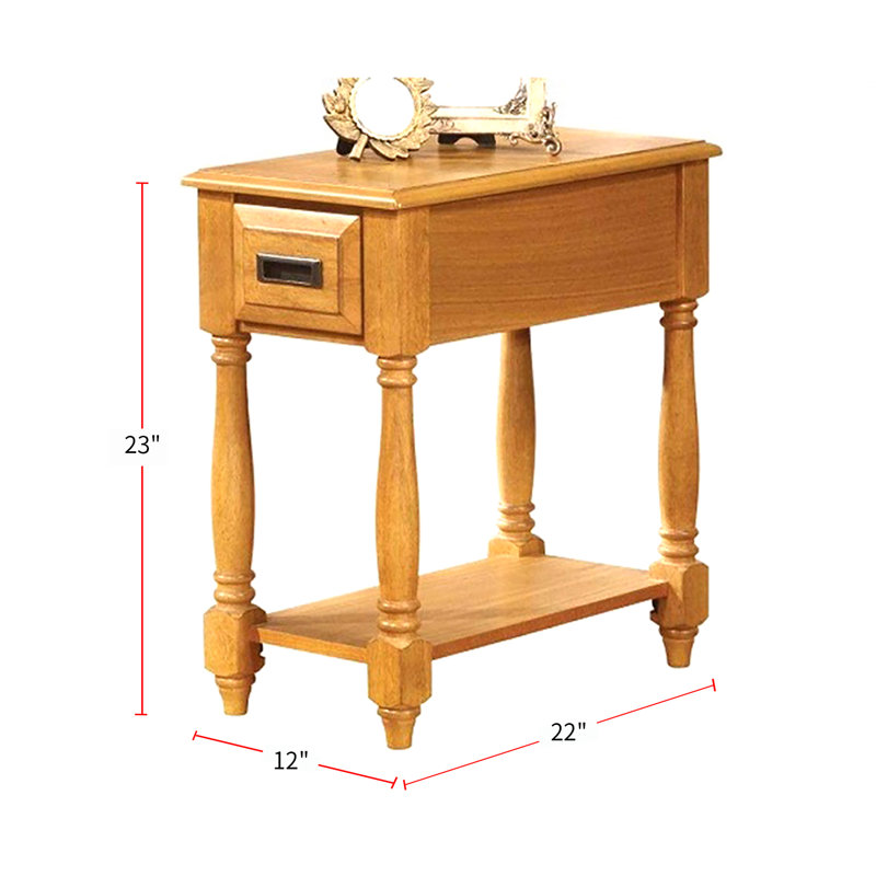 Guzzi Solid Wood Top End Table with Storage