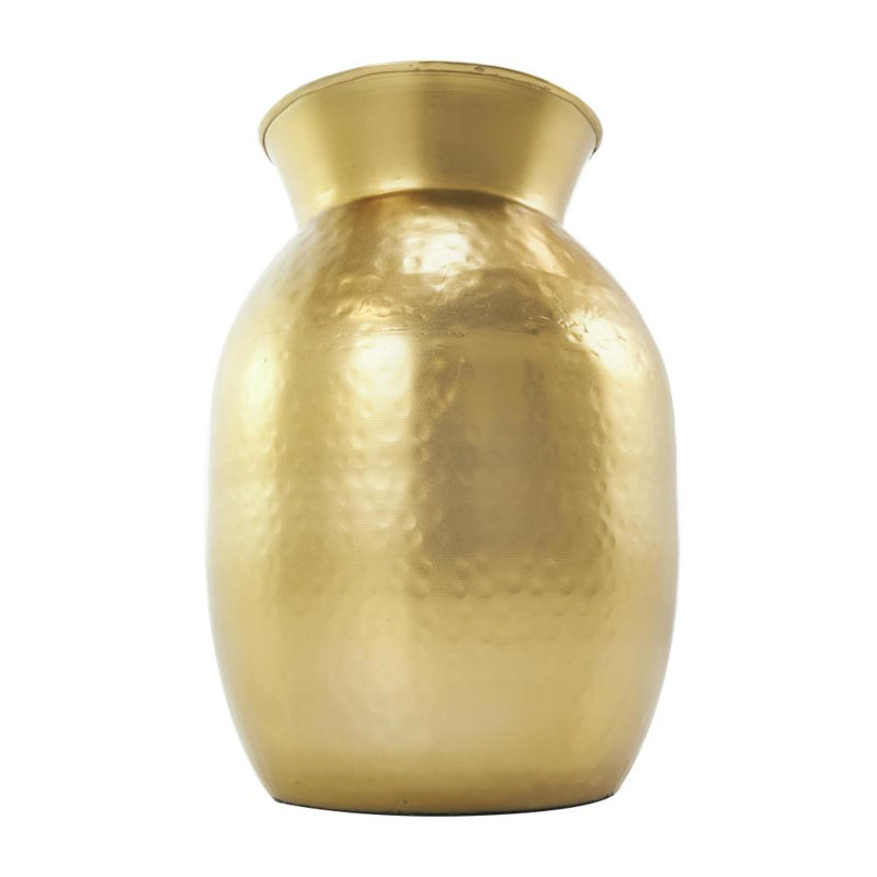 Metal Hammered Spotted Decorative Gold Vase