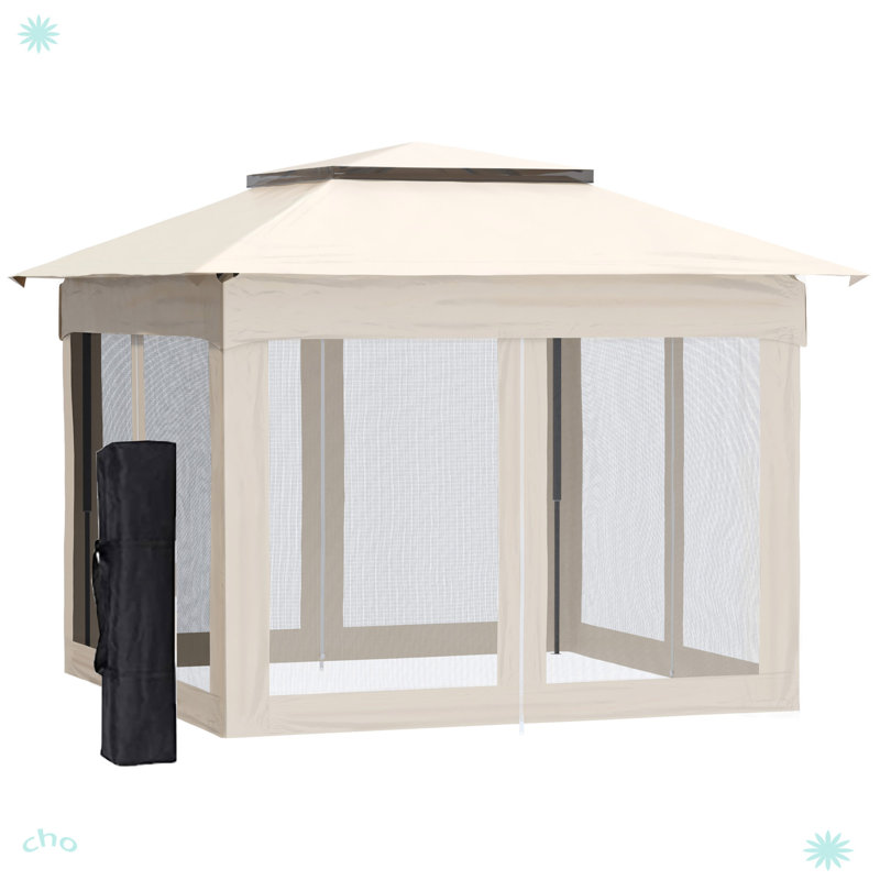 Auvent escamotable, abri de jardin pour terrasse avec filet amovible
