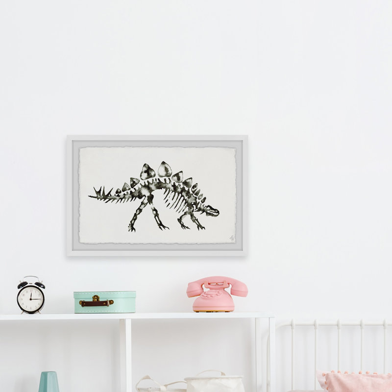 Evan Stegosaurus Skeleton - Single Picture Frame Painting, 20cm H x 30cm W