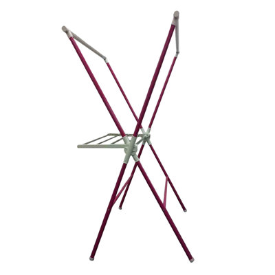Étendoir à linge rose réglable, 130 cm (51 pouces) - Métal et plastique, pour le séchage du linge à domicile. Système pliable et pratique.