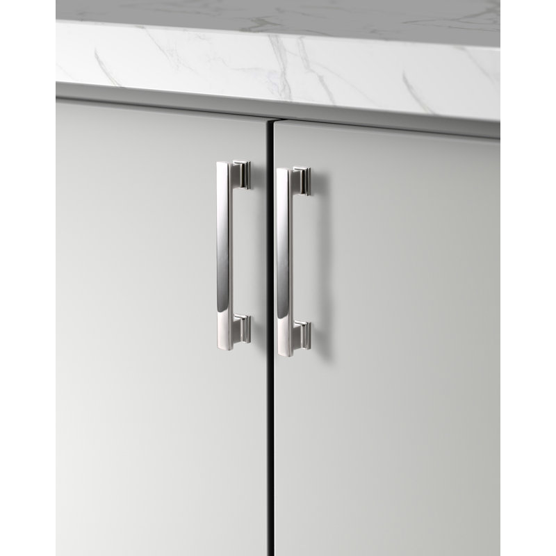 Poignée d'armoire Hexa Series 5 po (128 mm) centre à centre en chrome poli moderne (paquet de 5), Chrome plaqué