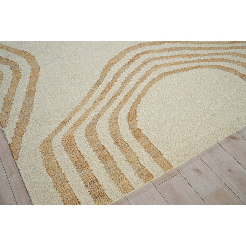 Pompano Hand Woven Wool/Jute IVORY/Cream/Beige Area Rug, 12'X15'