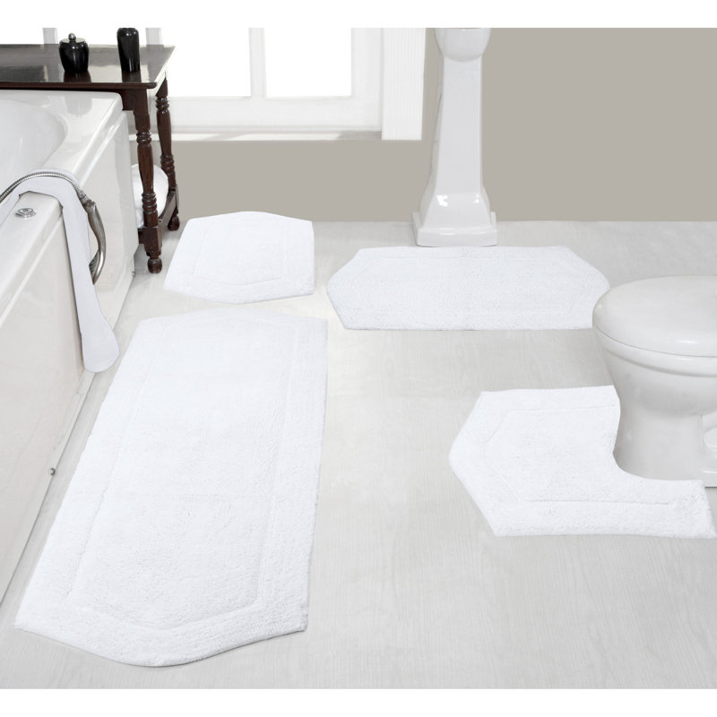 Ensemble de tapis pour salle de bain 4 pièces Morissette, blanc