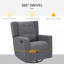 Fauteuil inclinable, doux, inclinable et pivotant avec fauteuil berçant et oscillant pour chambre de bébé avec capitonnage à boutons, siège de cinéma maison simple pour salon, gris