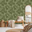 Rouleau de papier peint amovible vert olive victorien l 17,7 po x H 118 po