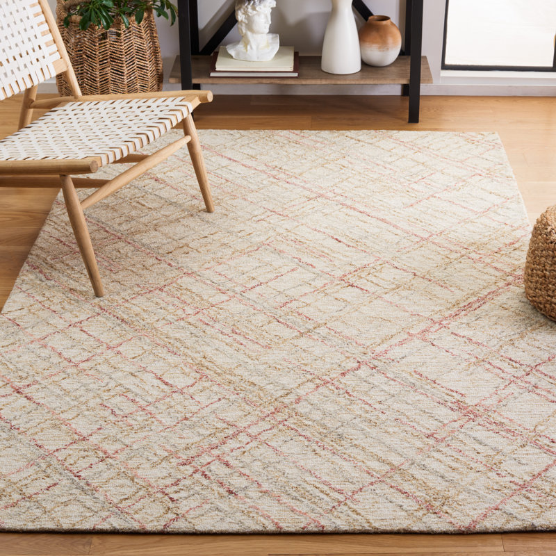Tapis abstrait tissé à la main Menendez, Rectangle 4 pi x 6 pi