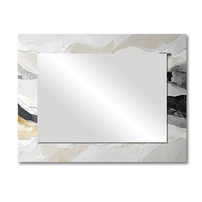 «Grey Black Paint Drift River», art cinétique - art abstrait miroir mural - imprimé sur métal, 30 po x 40 po
