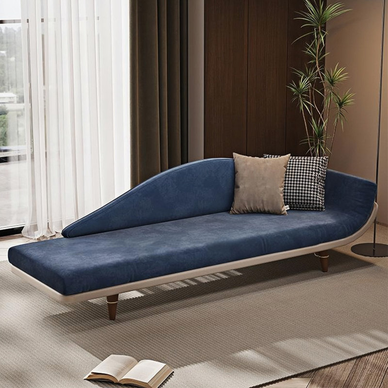 Chaise longue simple, élégante, décontractée, simple et moderne, Blanc cassé / bleu, Orienté à droite