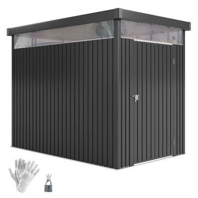 Outsunny 5.3 x 8.5ft Galvanised Steel Garden Shed Metal Shed Roof Windows