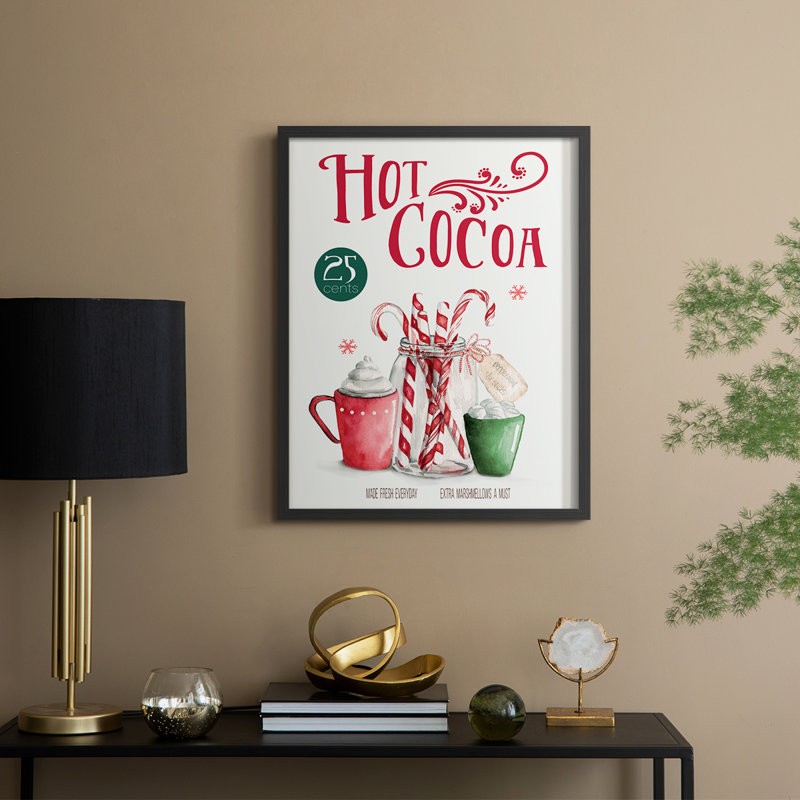 «Hot Cocoa», reproduction encadrée - bois massif, Noir, noir, noir, noir, H 21 po x l 17 po