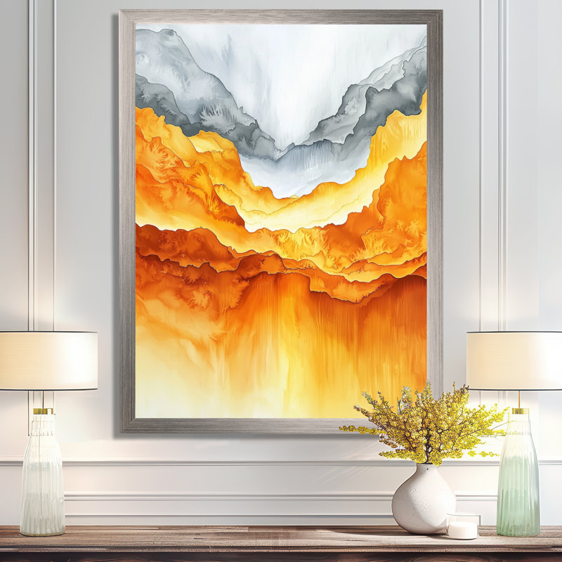 Oberta - Abstract Canvas Art Print, Silver, 20" H x 12" W, Single Picture Framed Print