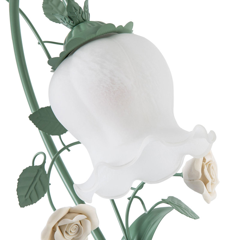 17" Ceramic Rose Table Lamp With Switch 