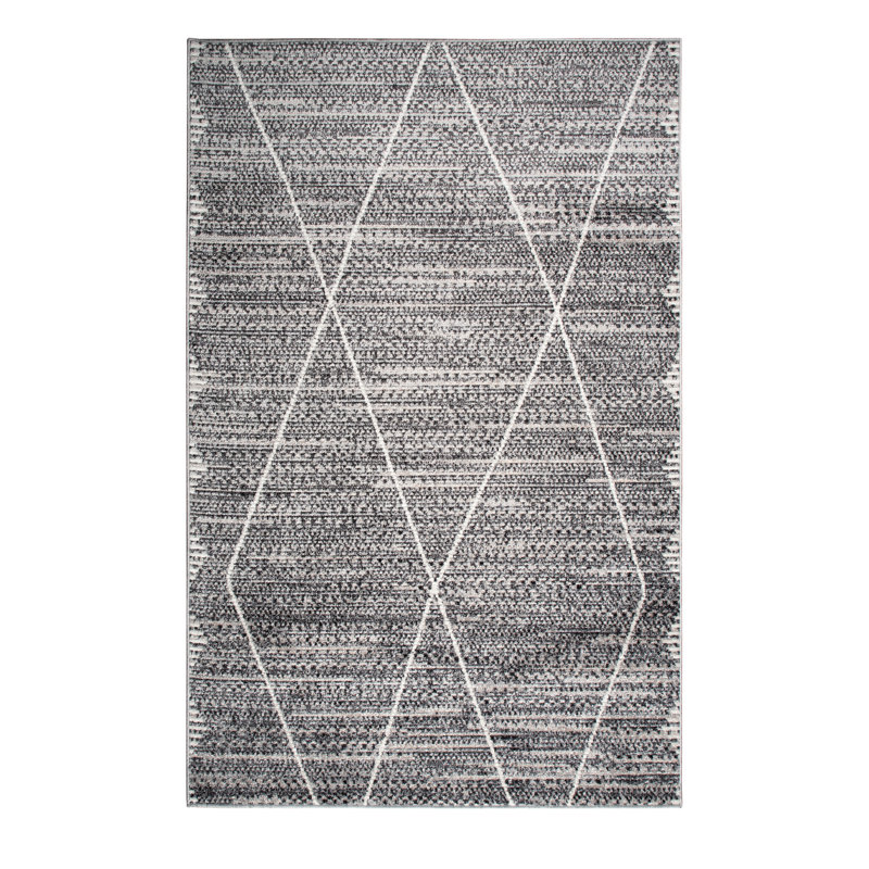 Leopoldo Rectangle Vintage Look Area Rug, Grey, Rectangle 160 x 230cm