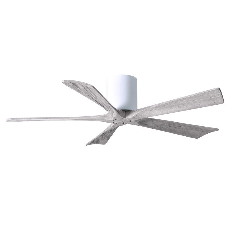 Ventilateur à pales encastré 5 pales Irene, Blanc brillant, Ton bois de grange, 52"