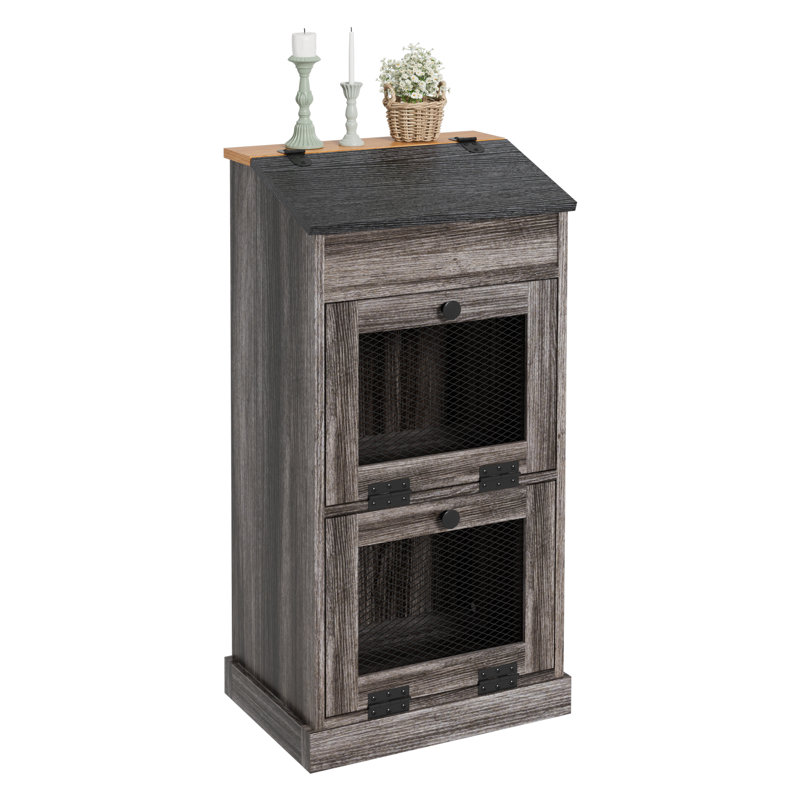 35" Tall Storage Cabinet With 2 Doors, Gray