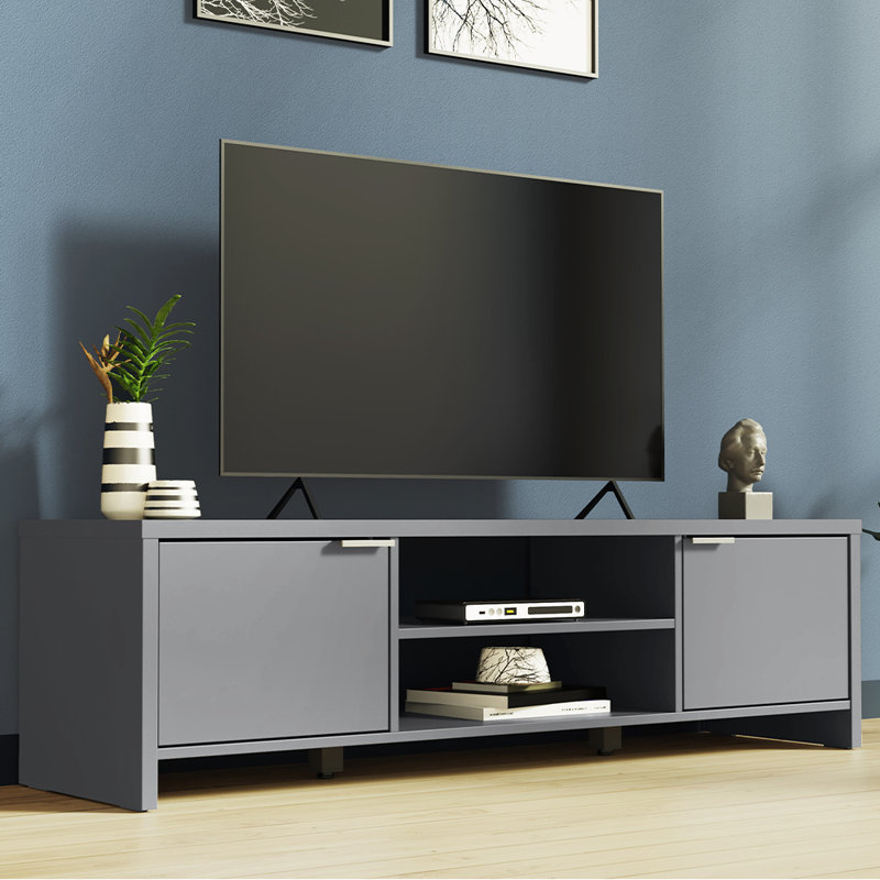 TV Stand with Cabinet Storage and Open Shelves for 55, 65 Inch Media Storage Gaming Media Console Living Room Entertainment Center Modern Wooden Television Cabinet