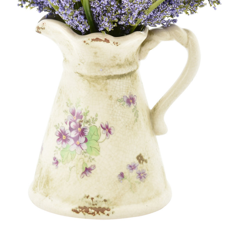 Heather Floral Arrangement in Pitcher, Lavender