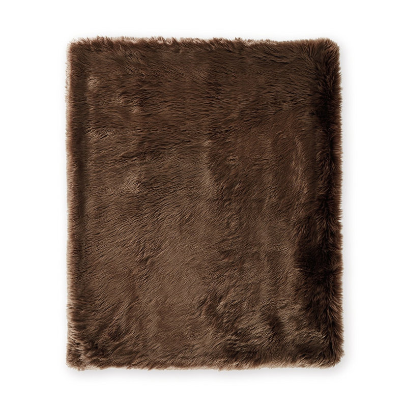Ensemble de 3 jetés en polyester brun texturé moderne en fausse fourrure
