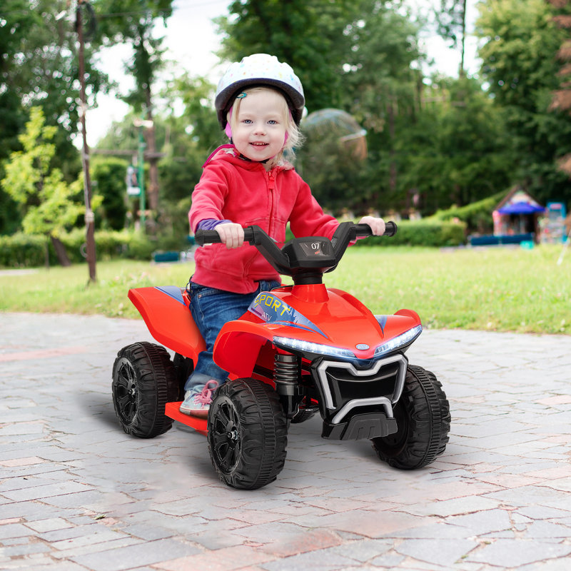 Kids 6V Electric Quad with Lights in Bright Pink