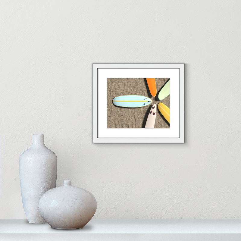 " Surf Circle " by Alexander Mils, Cadre blanc, Blanc, H 13 po x l 15 po x P 1,25 po