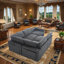 Modular Sofa With Wireless Charging, Cup Holders & Book Storage, L-Shaped Convertible Sofa Bed, Soft Linen Fabric, Sturdy Hardwood Frame, 6-Piece Set, 141.5" X 74" For Living Room-766146900