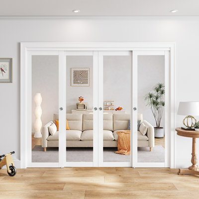 Portes d'armoire coulissantes à miroir trempé 1 vitre, 96 po L x 80 po H, avec trousse de quincaillerie, aucun assemblage requis