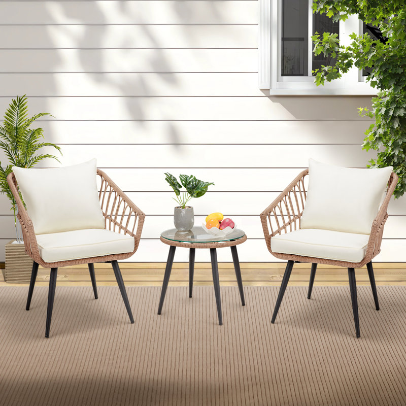 Anabelli 2 - Person Patio Conversation Set with Cushions, Tan