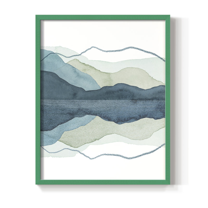 Reproduction encadrée de glaçons I - bois massif, Cadre simple vert, H 10 po x l 8 po