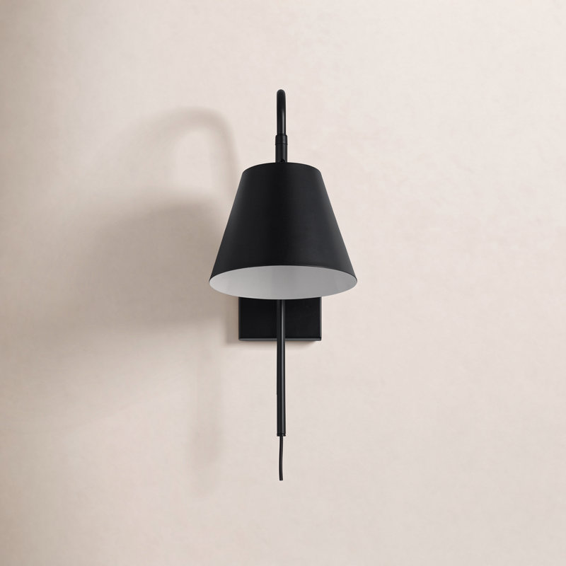 Rhoeva Plug-in Flush Mounted Sconce, Black, Black