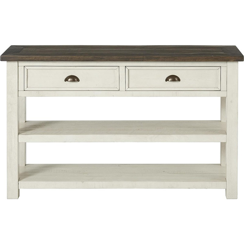 Holliman 50'' Solid Wood Console Table, Cream White/Brown