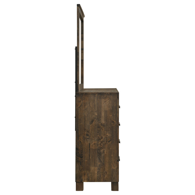  Gurmaan 8-drawer Dresser with Mirror Rustic Golden Brown