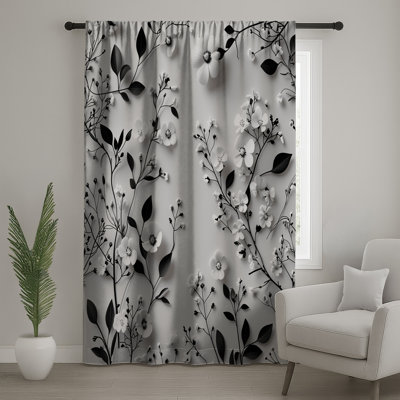 Floral Window Curtains Nature Sheer Blockout Curtains 1 Panel