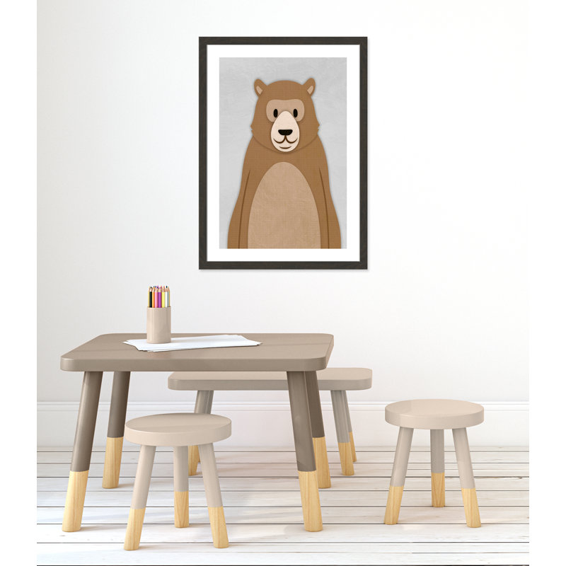 Adhésif décoratif Cheery Bear, H 34,5 po x l 24,5 po x P 0,6 po, Cadre plat à grain de bois noir