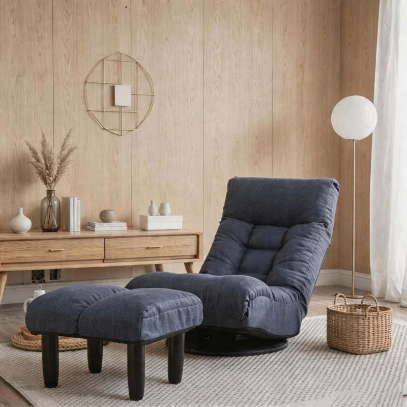 Fauteuil inclinable simple, H 35,8 po x l 22,8 po x P 65 po, Tissu bleu marine / noir