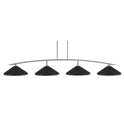 Barre d'éclairage à 4 lumières kurve au fini graphite avec abat-jour conique en métal de 14 po