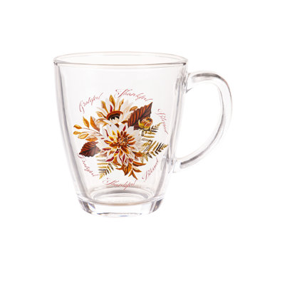 17oz Glass Cup w/ Gift Box, Grateful Thankful Blessed