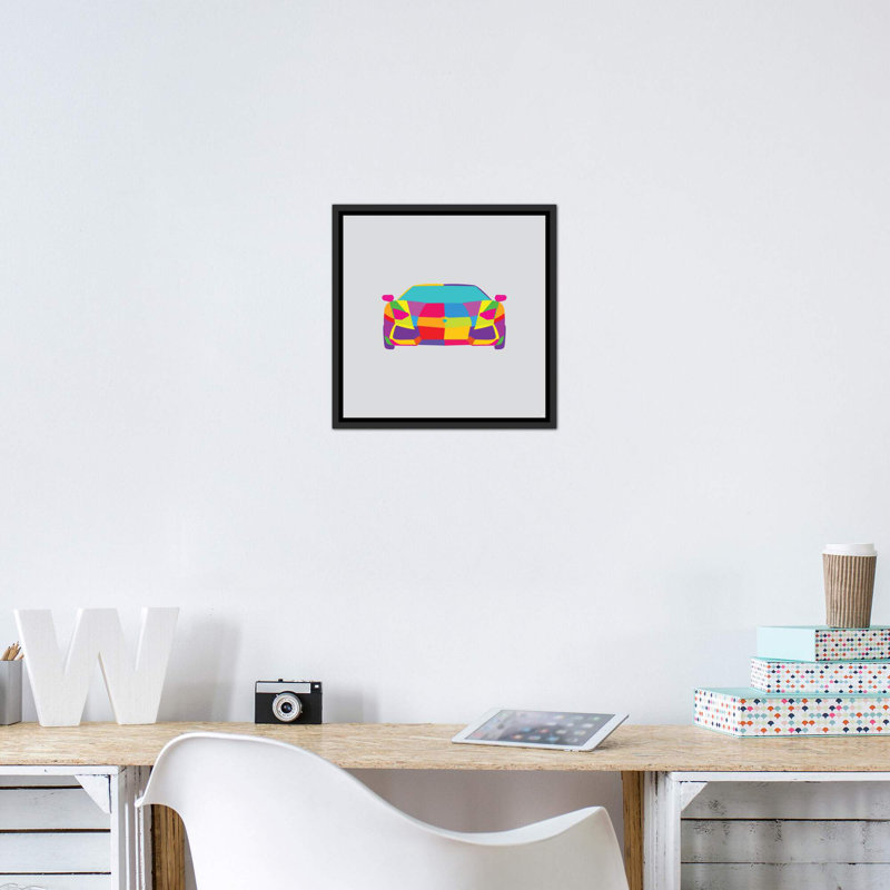 «Lambo» par Yoni Alter, impression sur toile, H 18 po x l 18 po x 1,5 po, Toile avec cadre noir patiné, Pas de tapis
