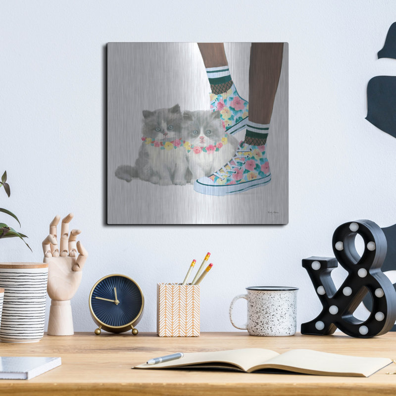 Art mural en métal Winston Porter «Cutie Kitties 8» par Emily Adams, H 12 po x l 12 po