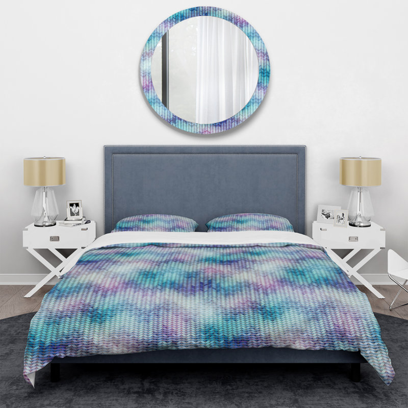 Blue knitted Chevrons - Abstract Duvet Cover Set - Microfiber Polyester