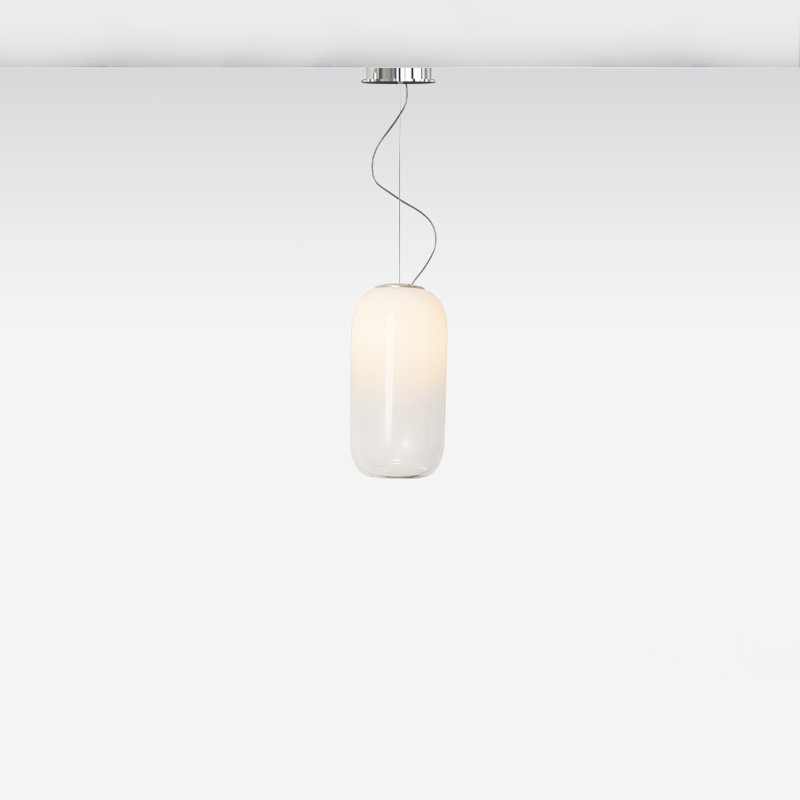 Chrome and White Handblown Glass Mini LED Pendant Light