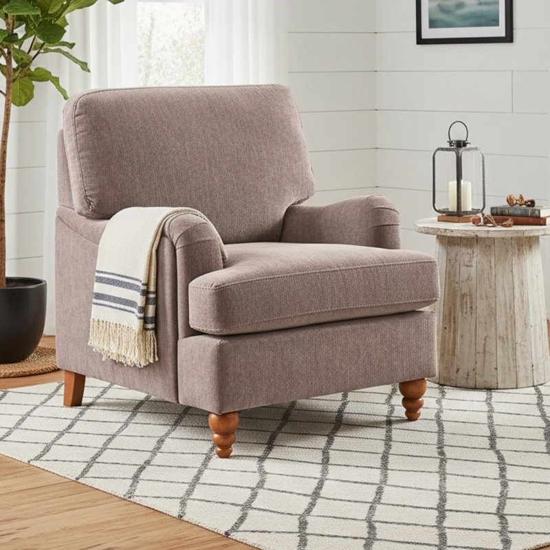 Fauteuil en tissu cacao, Brun