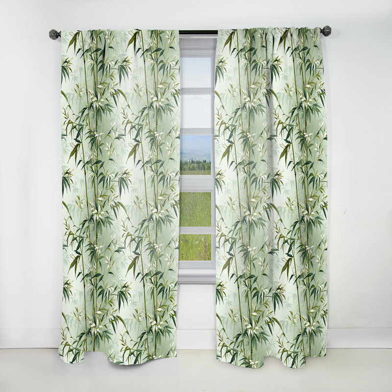 Bambou Zen Tropical Motif I - Rideau floral - Rideau floral obscurcissant - 1 panneau, L 52 po x L 120 po