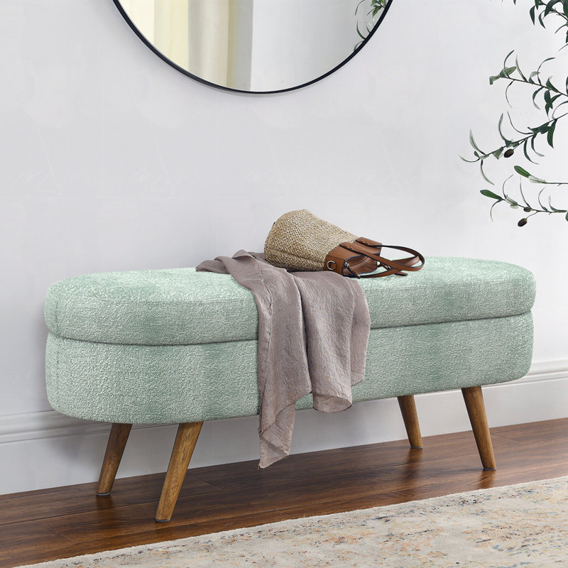 Maly Upholstered 2-Seater Storage Bench, Cyan