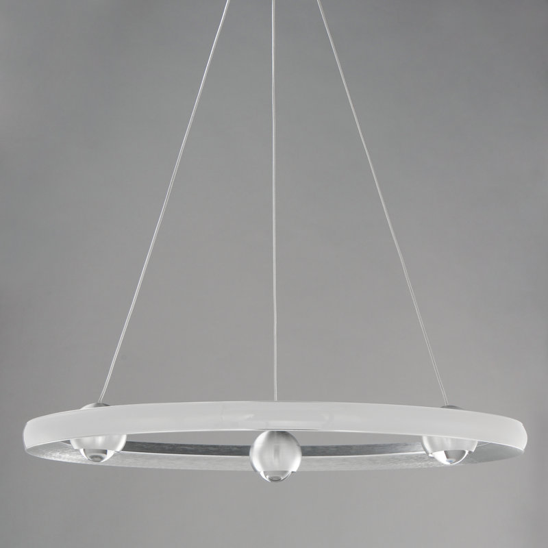 Luminaire suspendu 1 lumière, Aluminium brossé, H 2,75 po x l 24 po x P 24 po