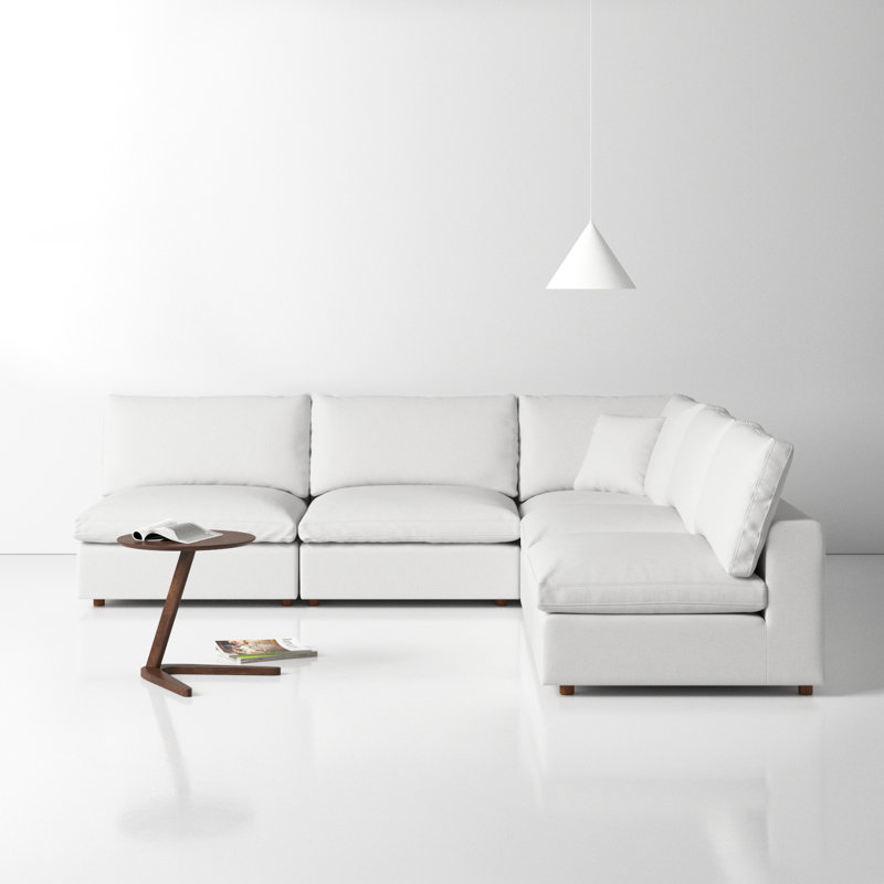 Jossa Upholstered L-Shaped Sectional Symmetrical, White Linen Blend