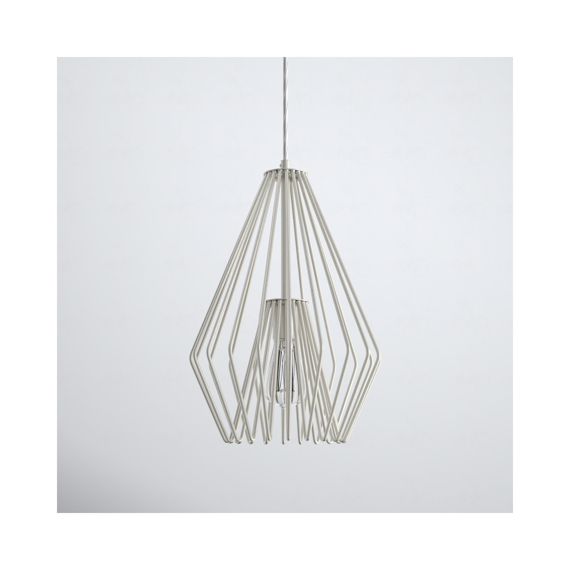 Frankie Single Light Metal Dimmable Pendant, 15.75" H x 9.25" W x 9.25" D, Brushed Nickel